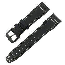 VYSLZ Für IWC IW3777 IW3270 Mark 18 Big Pilot’s Watch Strap Weiche Rindslederarmbänder 20mm 21mm 22mm Lederarmband(Black white black,20mm) von VYSLZ