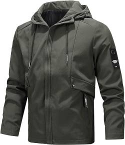 Vagbalena Atmungsaktive wasserdichte Herren-Fahrradjacke mit Reißverschluss reine Farbe langärmlig für den Außenbereich leicht Übergröße Windjacke lässige Wanderjacke (Grün,4XL) von Vagbalena