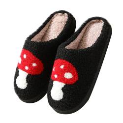 VaiKanhai Halloween Weihnachtspantoffeln Urlaubspantoffeln Hausschuhe Home Slipper für Frauen Flauschige Hausschuhe für drinnen und draußen Schuhe Damen Slipper (Black, 40) von VaiKanhai