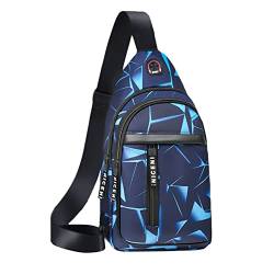 VaiKanhai Taschen Damen 2022 Koreanische Version Brusttasche Herrenmode Camouflage Herren Umhängetasche Tuch Freizeittasche Leinwand Kleiner Rucksack (Zjsjm1008_B-Blue, One Size) von VaiKanhai