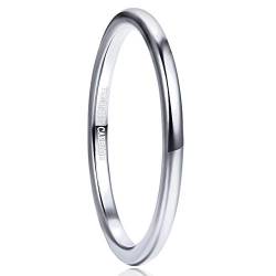 Vakki 2mm Silber Schmaler Ring Damen Silber Ehering Wolfram Polierte Oberfläche Bequeme Passform Größe 62(19.7) von Vakki