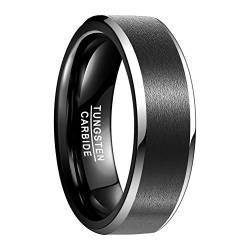 Vakki 8 mm Matt Schwarz Ring Herren Wolfram Ring Schwarz Herren Wolframcarbid Ring Ehering Verlobungsring Größe 58(18.5) von Vakki