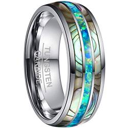 Vakki Ring Silber aus Wolfram Damen Eheringe mit Synthetischer Opal Modeschmuck Ring Hochzeitsring Verlobungsring Größe 61 (21.5) von Vakki