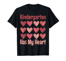 Vintage Kindergarten Has My Heart Valentinstag Lehrer T-Shirt von Valentines Day Design for Teachers