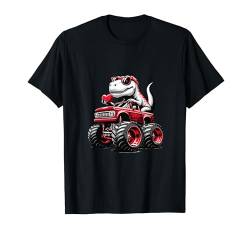 Valentinstag Abenteuer: Dino in einem lustigen T-Rex Truck T-Shirt von Valentines Day T Rex Riding Monster Truck