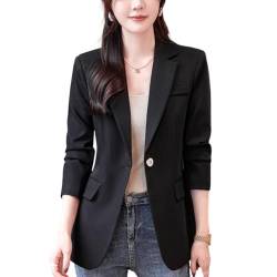 Valin Damen Schwarz Blazer Taschen Jacke EIN-Knopf Langarm Blazer Einfarbiger Slim Fit Business Casual Outfits Für Die Arbeit,44,B8852 von Valin