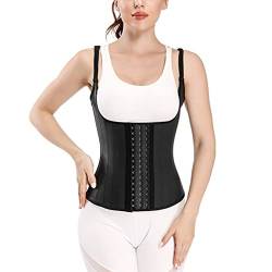 Valin Damen Schwarz Latex Korsage Korsett Shapewear Stahlknochen Unterbrust Korsett Haken Corsage,36-38,C759 von Valin