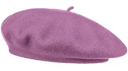 Van Der Rich ® - Baskenmütze (100% Wolle) Französisch Einfarbig - Damen (Mauve, One size) von Van Der Rich