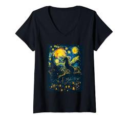 Damen Sternennacht Van Gogh Einhorn T-Shirt mit V-Ausschnitt von Van Gogh Einhorn für Damen Herren & Kinder