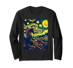 Sternennacht Van Gogh Einhorn Langarmshirt von Van Gogh Einhorn für Damen Herren & Kinder