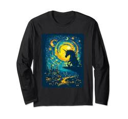 Sternennacht Van Gogh Einhorn Langarmshirt von Van Gogh Einhorn für Damen Herren & Kinder