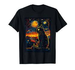 Sternennacht Van Gogh Katze T-Shirt von Van Gogh Katze für Damen Herren & Kinder