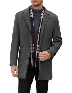 Vancavoo Mantel Herren Wintermantel Winter Wollmantel Winterjacke Lange Herrenmantel Übergangsjacke Warme Wolle Coat Jacke Trenchcoat für Business Freizeit,Grau,S von Vancavoo