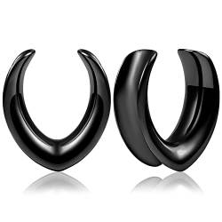 Vankula Ohr Flesh Tunnel Saddles Plug Minimalist Edelstahl für Gestreckte Expander Ohrpiercing 6mm(2G) Schwarz von Vankula