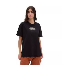 Vans für Damen. VN000F1RBLK1 Oval Bloom Oversized T-Shirt schwarz (S), Lässig, Baumwolle, Kurzarm von Vans