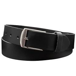 Vascavi Ledergürtel, 3,5 cm breit, Echtes Leder, Unisex Gürtel für Damen und Herren, MADE IN GERMANY, AM49-SL-Schwarz-105 von Vascavi