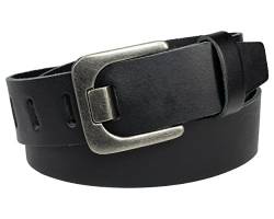 Vascavi Ledergürtel Herren Damen echt Leder Gürtel Jeansgürtel schwarz | 4 cm breit und 0.3 cm stark | Made in Germany real leather men belt unisex (105 cm Gesamtlänge 120 cm) von Vascavi