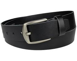 Vascavi Ledergürtel echt Leder Gürtel Damen schwarz Herren Jeansgürtel | 4 cm breit und 0.3 cm stark | Made in Germany real leather men belt unisex (105 cm Gesamtlänge 120 cm) von Vascavi