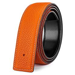 Vatee's Damen/Herren Echtleder-Ersatz-Gürtelriemen ohne Schnalle 38mm breit 120cm lang Orange von Vatee's