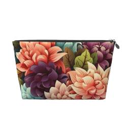 Kosmetiktasche, Reise-Make-up-Tasche für Damen, große Make-up-Blumen als Hintergrund, Organizer, Kulturbeutel, Reißverschluss-Tasche, silber, Einheitsgröße, Kosmetiktasche von VducK