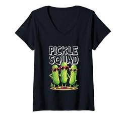 Damen Pickle Squad – Lustige vegetarische Gurken, gesunde Essensliebhaber T-Shirt mit V-Ausschnitt von Vegan Cucumber Lovers Crew Food Puns Tees