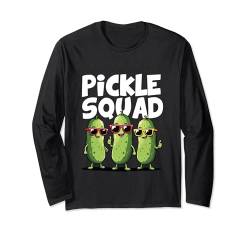 Pickle Squad – Lustige vegetarische Gurken, gesunde Essensliebhaber Langarmshirt von Vegan Cucumber Lovers Crew Food Puns Tees