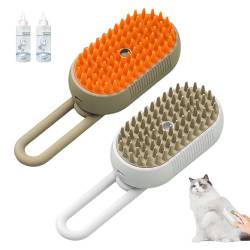 Katzenbürste 2 Stücke, Katzenbürste mit Dampf, Cat Steamy Brush, Steamy Brush Katze, Dampfbürste für Katzen, Katzenhaarbürste Selbstreinigend mit Wassertank für Massage Pflege und Haarentfernung von Vegena