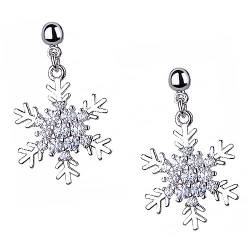 Ohrringe Silber, Ohrringe for Damen, 1 Paar Schneeflocken-Ohrringe for Damen, Schneeflocken-Tropfenohrringe, Schneeflocken-Ohrringe, Ohrstecker, Weihnachts-Tropfenohrringe von VekkEr