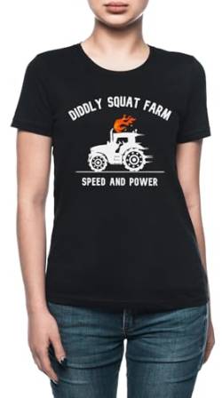 Diddly Squat Farm Shop Logo Tractor White Damen T-Shirt Schwarz von Vendax