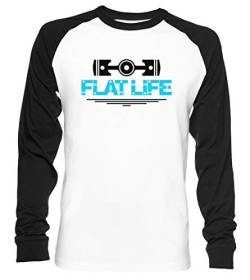 Flat Life Unisex Baseball T-Shirt Langarm Herren Damen Weiß Schwarz von Vendax