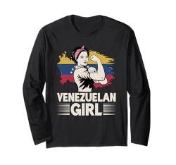 Proud Venezuelan Girl Caracas Heritage Lateinische Kultur Flagge Langarmshirt von Venezuelan Heritage Roots Girls Women Pride