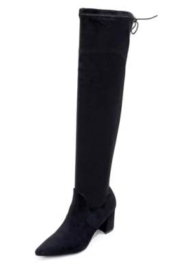 VenusCelia Damen Overknee Stretchy Fashion Boots, Schwarz, 37 EU von VenusCelia