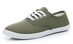 VenusCelia Damen Rainbow Lace Up Sneaker Schuhe, Olive Canvas, 39 EU von VenusCelia