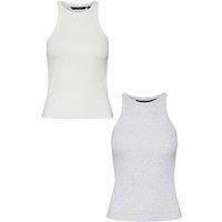 Vero Moda Shirttop Shirt 2er-Set enges Tank Top Rundhals ohne Ärmel (2-tlg) 7465 in Grau-Weiß von Vero Moda