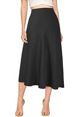 Verreisen Eleganter Midi Satinrock für Frauen für die Arbeit der Frauen Causal Elastic Hohe Taille (L, Schwarz), Schwarz , L von Verreisen