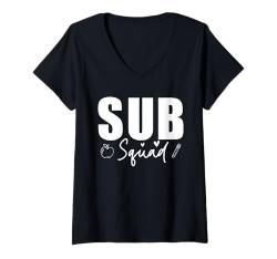 Damen SUB Squad Substitute SUB Teacher T-Shirt mit V-Ausschnitt von Vertretungslehrer Schule Design Idee