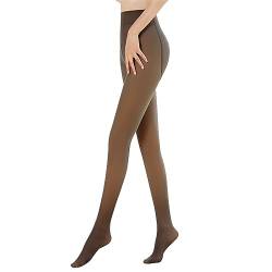 Vertvie Damen Winter Gefütterte Strumpfhose Warm Thermostrumpfhosen Fleece Thermal Leggings Dicke Pantyhose Durchscheinend Plüschstrümpfe (Translucent Kaffee, 80g für 15~25℃) von Vertvie