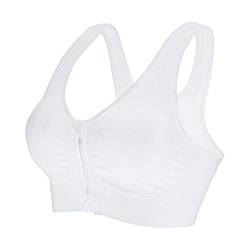 Vertvie Damen Zip Front Sport BH Vorderverschluss Push Up Ohne Bügel Bustier Running Bra Ringerrücken Strech Gepolstert Bralette für Fitness Yoga(weiß,S) von Vertvie