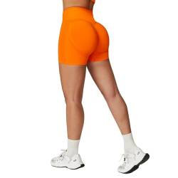 Vertvie Sport Shorts Damen Kurz Gym Shorts Booty Scrunch V Cross Shorts Push Up Po Sporthose Kurz Hot Yoga Shorts Hoch Taille Radlerhose Fitness Workout(Orange,M) von Vertvie