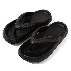 Vertvie Unisex Eva Flip Flops Weich rutschfest Hausschuhe Dusch Badeschuhe Zehentrenner Slides Sandalen Wolken Badelatschen Dicke Sohle Slippers für Sommer Indoor Outdoor (Schwarz,35/36 EU) von Vertvie