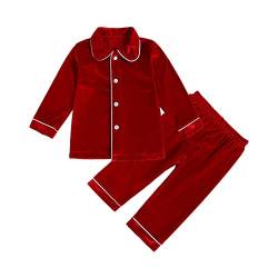 Verve Jelly Toddler Kids Baby Boy Girl Solid Pjs Ruffle Long Sleeve Button-Down Shirt Top und Pants 2Piece Christmas Pyjamas Set 80 Red3 9-12 Months von Verve Jelly