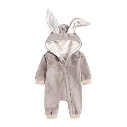 Verve Jelly Unisex Baby Mädchen Jungen Einfarbig Body Langarm Baumwolle Overall Hoodie Strampler Herbst Winter Schneeanzug Kleidung Samt Grau 73 6-9 Monate von Verve Jelly