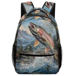 VesFy Kreativer Fisch Schulrucksack Mädchen Jungen Tiers Schulranzen Jungen Daypack Buchtasche Reiserucksäcke Für Grundschule Mittelschule Gymnasium One Size von VesFy