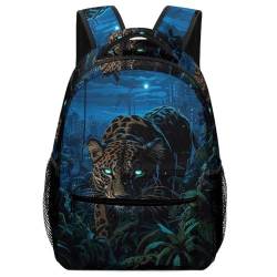 VesFy Nacht Leopard Tagesrucksack Tier Schultasche Daypack Buchtasche Rucksäcke Für Grundschule Volksschule One Size von VesFy