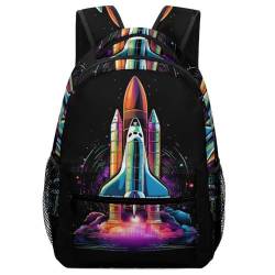 VesFy Space Shuttle Schulrucksack Jungen Universum Kinder Schultaschen Verstellbare Gurte Buchtasche Rucksäcke Für Schüler Erwachsene One Size von VesFy