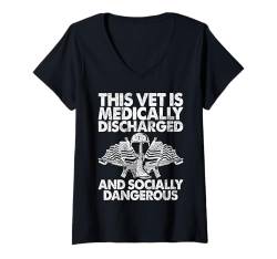 Damen Dieser Tierarzt ist medizinisch entladener Veteran T-Shirt mit V-Ausschnitt von Veteran Gifts