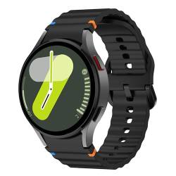 VeveXiao Armband für Samsung Galaxy Watch 7 FE 6 5 4, 40 mm, 44 mm, Galaxy Watch 5 Pro, 45 mm, 20 mm, Silikon-Sportarmband, für Damen und Herren, Schwarz von VeveXiao