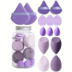 Purple Make Up Schwamm Set 2x14 Stück Weicher Makeup Mischschwamm Foundation Blending Beauty Sponge Make Up Sponge Set Mit Aufbewahrungsbox Für Foundation Pulver Creme Flüssigkeit von Vgvgaj