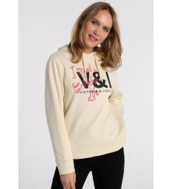 Victorio & Lucchino, V&L für Damen. 3526684 Sweatshirt mit Kapuze (XXL), Beige, Lässig, Baumwolle, Langarm von Victorio & Lucchino, V&L