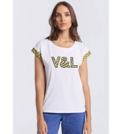 Victorio & Lucchino, V&L für Damen. 3572723 Kurzarm-T-Shirt weiß (XS), Lässig, Baumwolle von Victorio & Lucchino, V&L